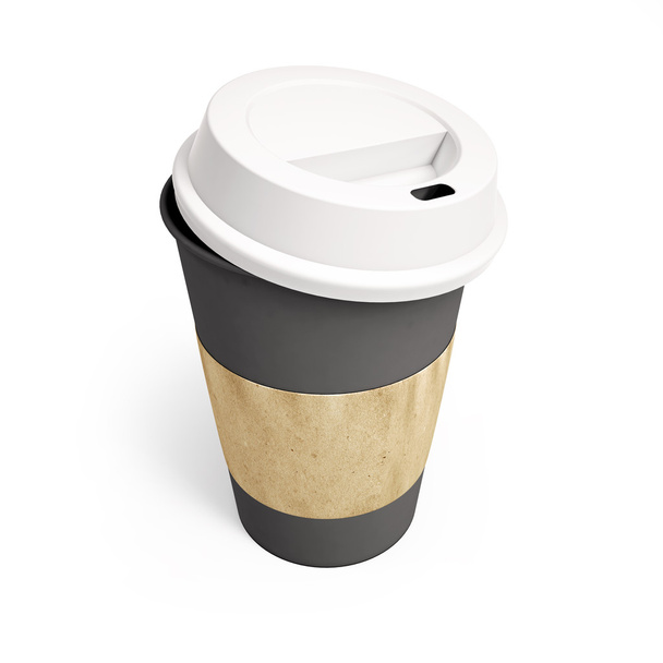 Cardboard coffee cup with lid - 写真・画像