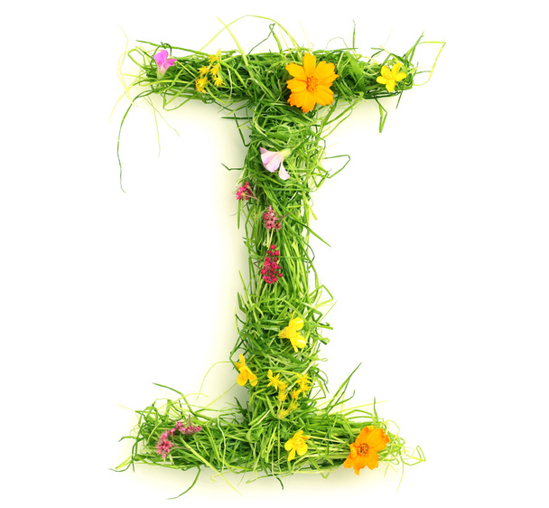 Letters made of flowers and grass - Photo, Image