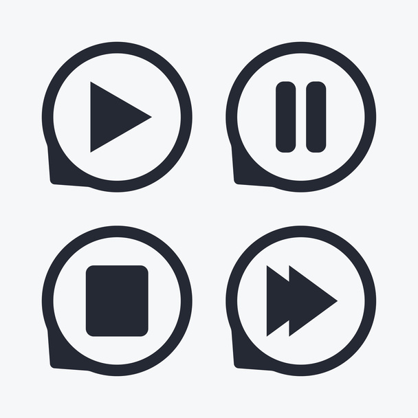 Player navigation icons. Play, stop and pause. - Vector, Imagen