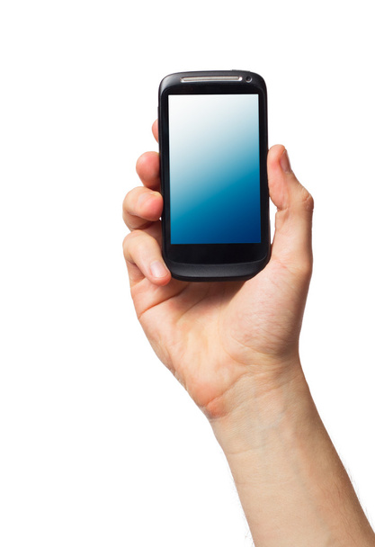 telefon komórkowy w męskiej dłoni - Zdjęcie, obraz