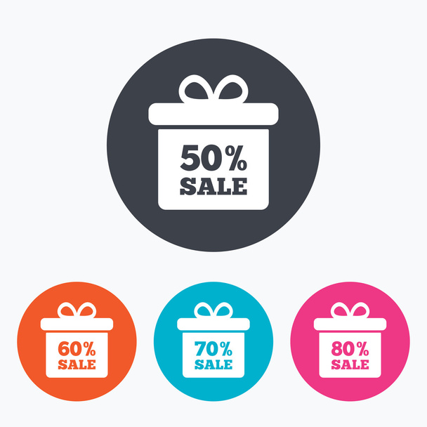 Sale gift box tag icons. - Vector, Imagen