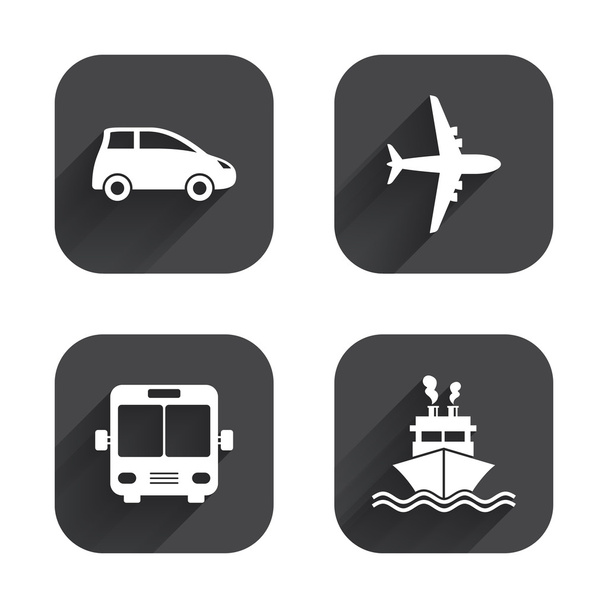 Transport icons. Car, Airplane, Bus - Wektor, obraz