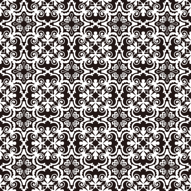 Varrat nélküli háttérkép vintage fekete fehér Kaleidoszkóp minta. - Vektor, kép