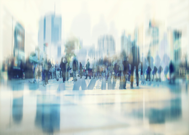 Abstraktní obraz z podnikání lidi chodit na ulici a panoráma pozadí - Fotografie, Obrázek