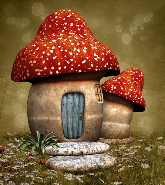 Haus wie Pilz auf Wiese - Foto, Bild