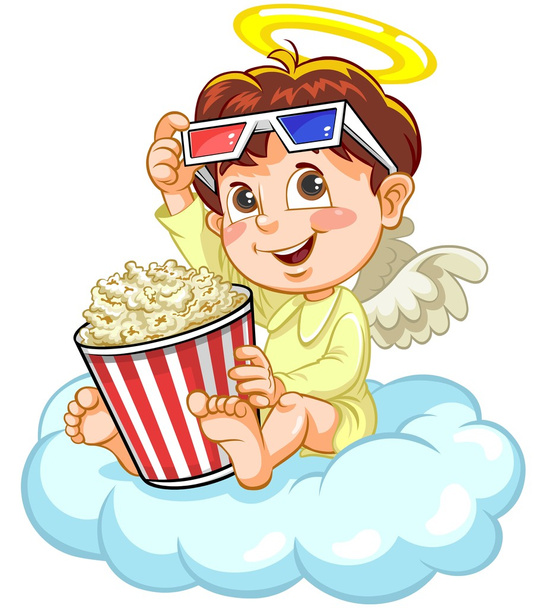 Angel watching movie - Vector, Image