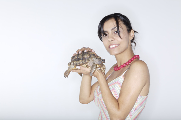  girl holding turtle in  hands - Photo, Image