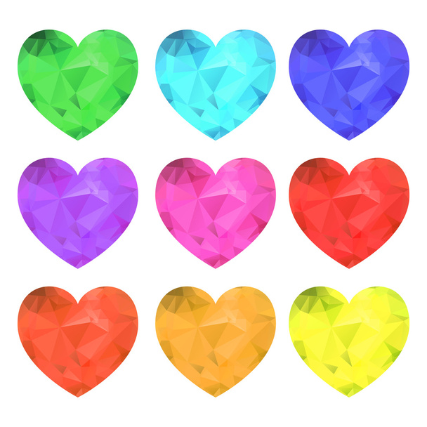 Hearts collection low poly style - Вектор, зображення
