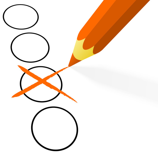 lápiz naranja con cruz
 - Vector, imagen