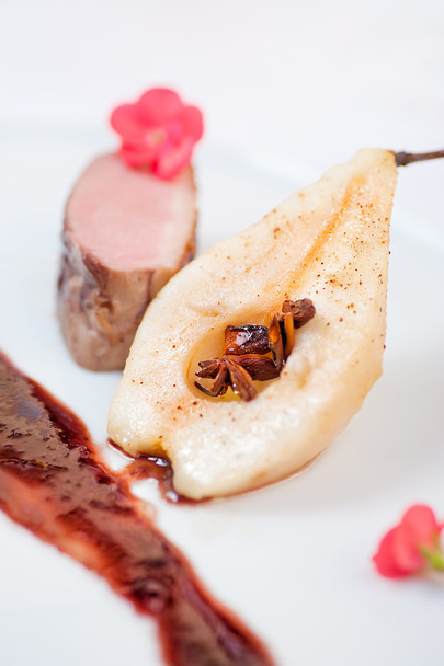 Duck With Pear and Blackberry Sauce - Photo, Image
