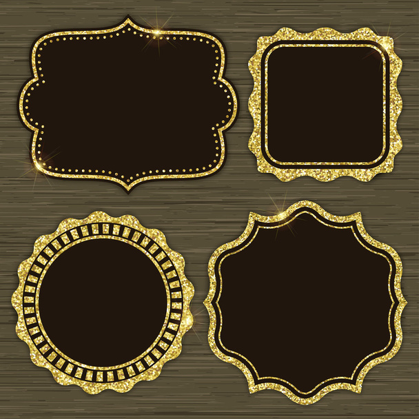 Set of 4 gold glitter frames - Vector, Image