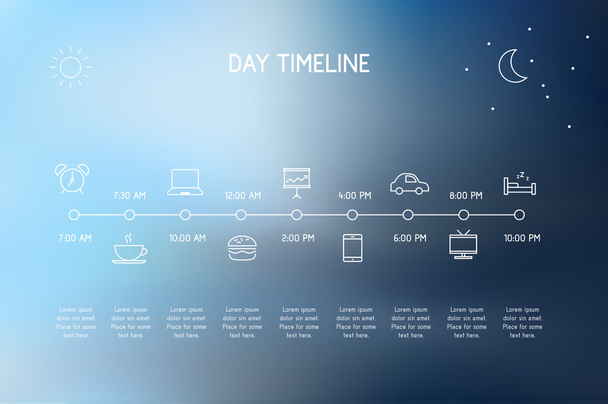 Day Timeline - daily actions - Vector, Image