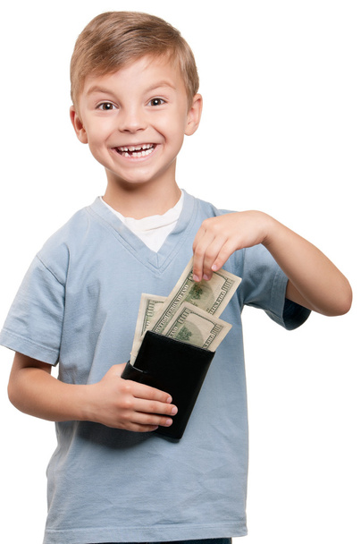 jongen met dollars - Foto, afbeelding