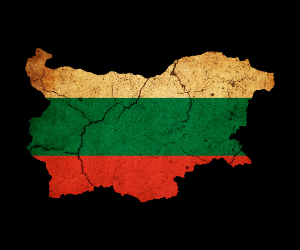 Bulgarie contour de carte grunge avec drapeau
 - Photo, image