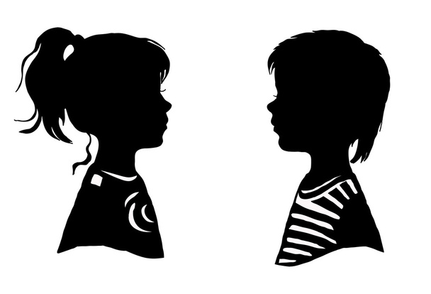 Le due silhouette di un ragazzo e una ragazza. Illustrazione vettoriale
. - Vettoriali, immagini