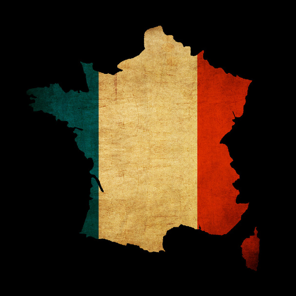 Ranska grunge kartta ääriviivat lipun
 - Valokuva, kuva