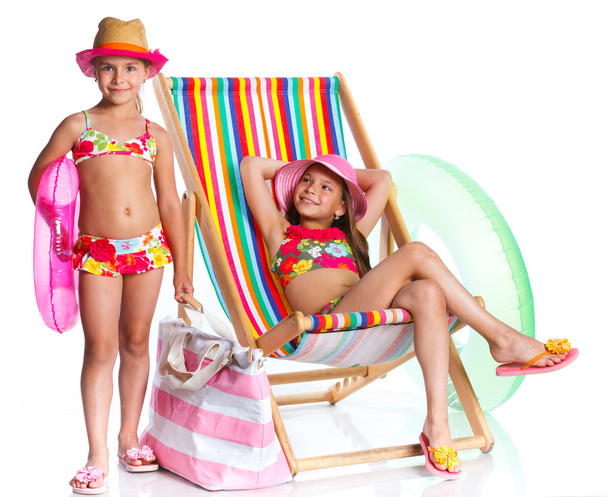 Beach cute girls - Фото, изображение