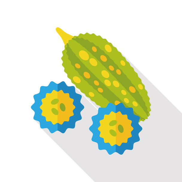 vegetal Melón amargo icono plano
 - Vector, imagen