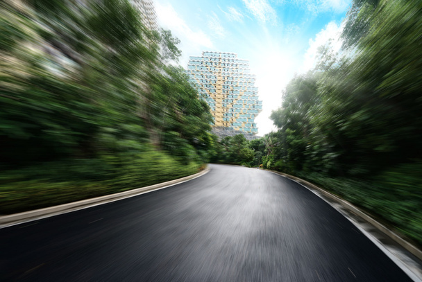 blur modern épület vidéki út - Fotó, kép