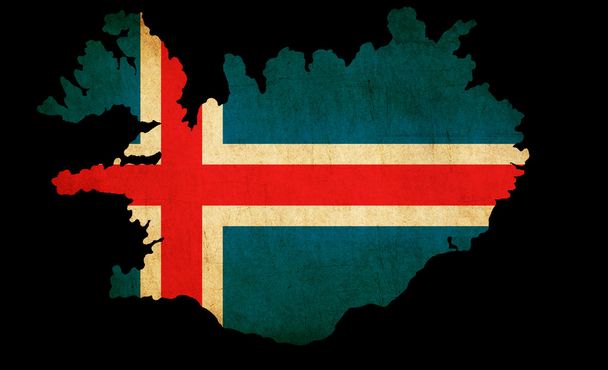 Гранж карта Исландии с флагом
 - Фото, изображение