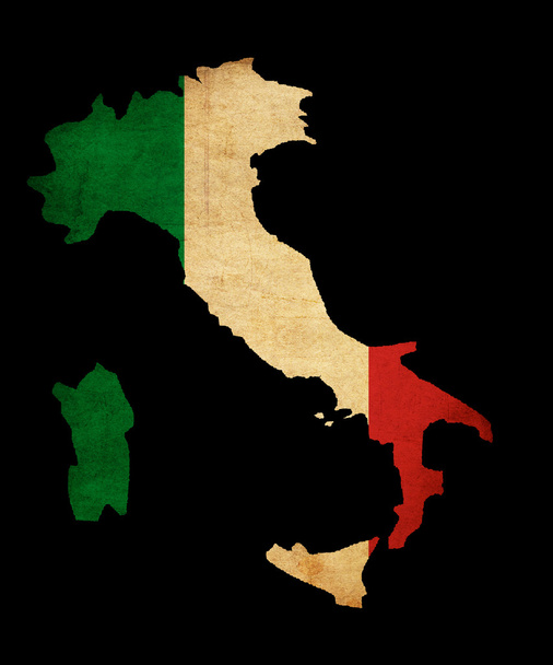 Italia grunge kartta ääriviivat lipun
 - Valokuva, kuva