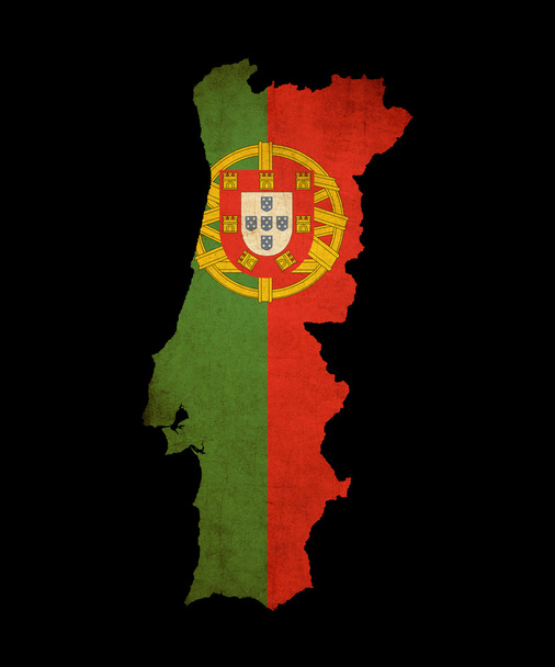 Πορτογαλία grunge χάρτη περίγραμμα με σημαία - Φωτογραφία, εικόνα