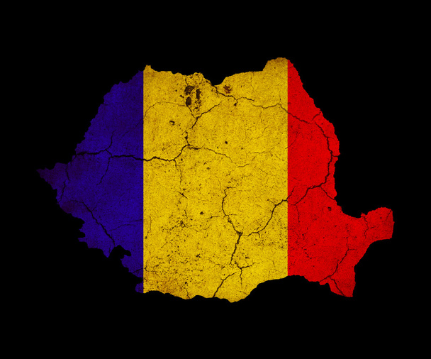 Rumunia ilustracja mapa konspektu z flagą - Zdjęcie, obraz