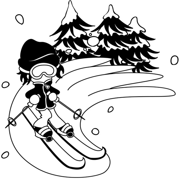 ο άνθρωπος που σκι - Διάνυσμα, εικόνα