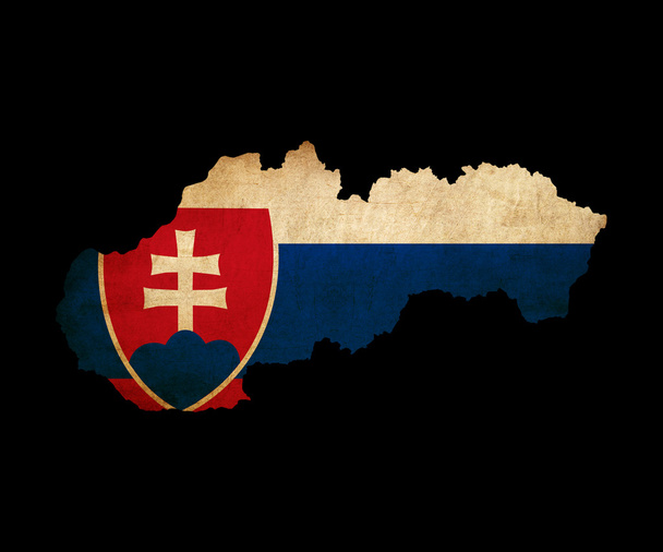 Slovakia grunge map outline with flag - Photo, Image