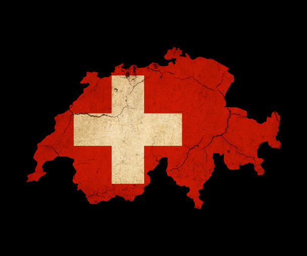 Sveitsi grunge kartta ääriviivat lipun
 - Valokuva, kuva