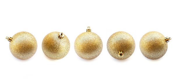 Set of gold Christmas ball isolated on white  - Фото, изображение