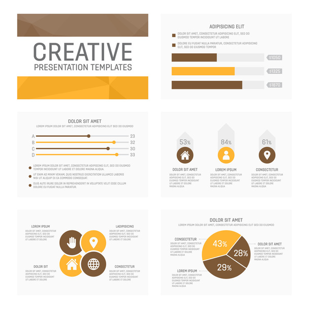 Vector template for multipurpose presentation slides with graphs and charts. - Vektor, Bild