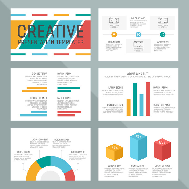 Vector template for multipurpose presentation slides with graphs and charts. - Вектор,изображение
