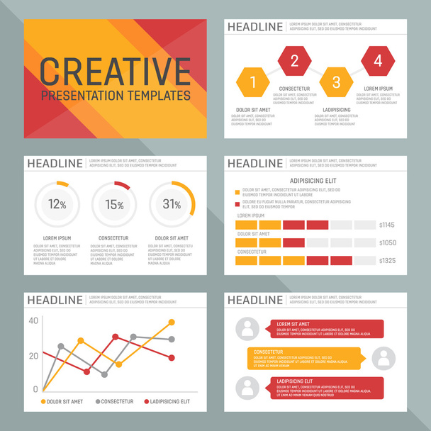 Vector template for multipurpose presentation slides with graphs and charts. - Vector, Image