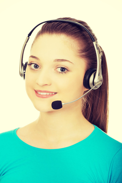 Call center smiling woman operator. - Φωτογραφία, εικόνα