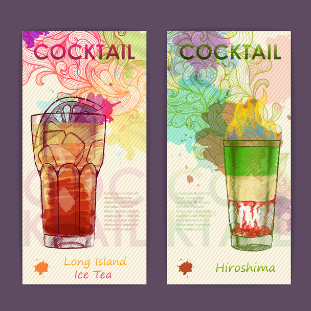 Artistic decorative watercolor cocktail poster. Disco background - Vettoriali, immagini