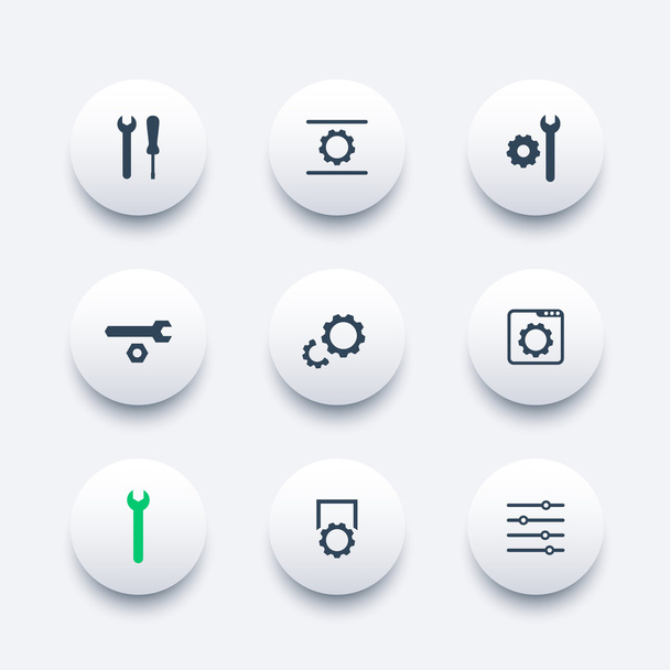 settings, configuration, development modern round icons, vector illustration - Vektor, Bild