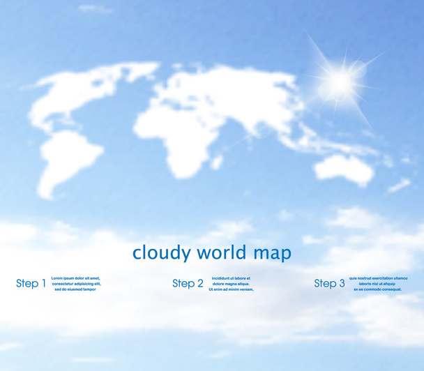 Mint a felhők az ég, a háttérben a világtérképen - Vektor, kép