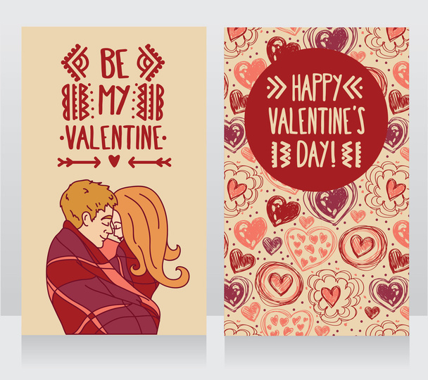 cards for valentine's day with kissing couple - Vektor, obrázek