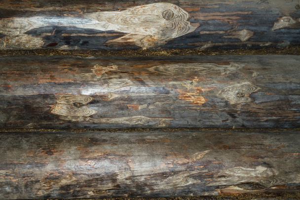 wall made of wooden logs close up - Foto, Imagen
