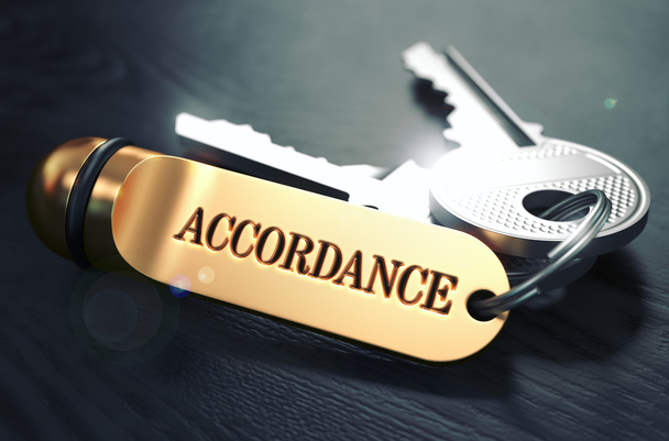 Keys with Word Accordance on Golden Label. - Photo, Image