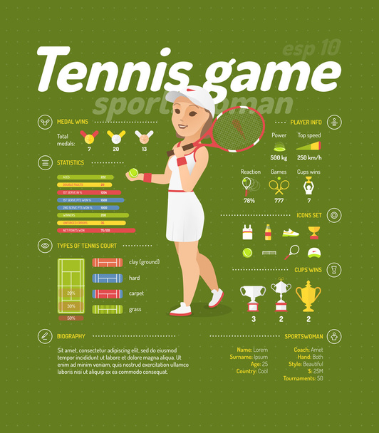 Tennis woman player - Vector, Image