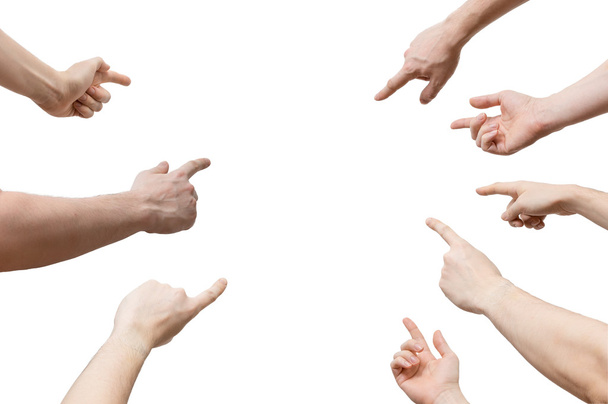 Многие руки указывая вперед или наружу изолированы на белом фоне
 - Фото, изображение