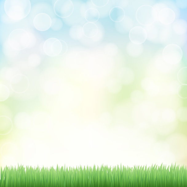 achtergrond met groene gras en bokeh effecten lichten in het voorjaar. VEC - Vector, afbeelding