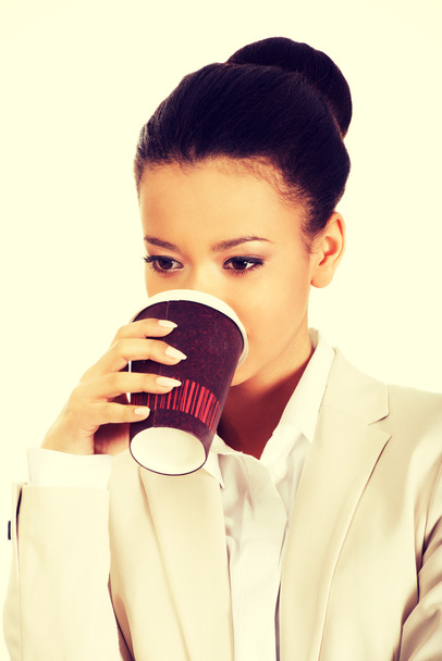Business woman drinking coffee. - Foto, Imagem
