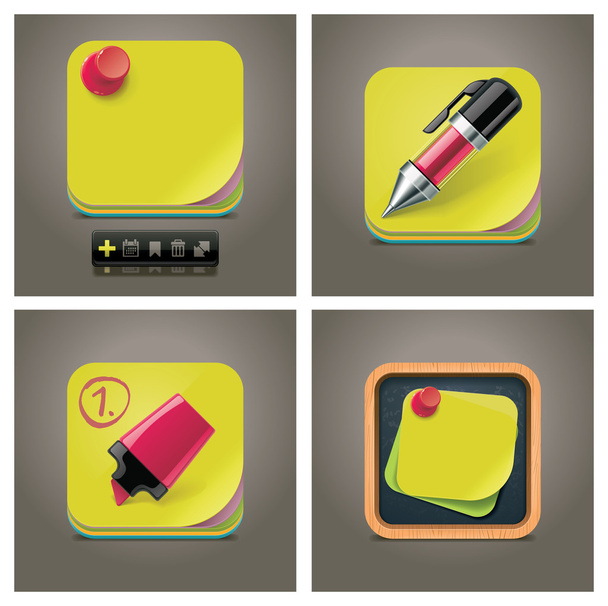 Vector sticky note icon set - Vecteur, image