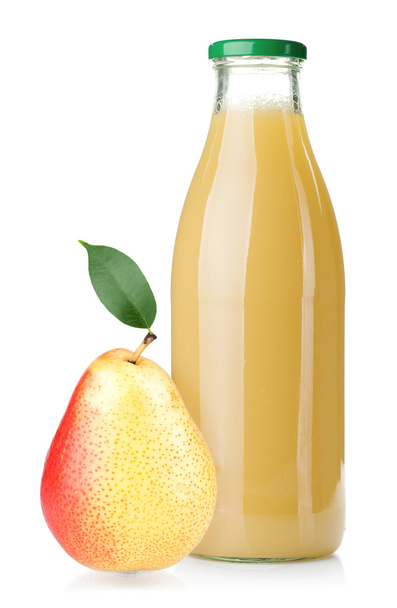 梨ジュース、熟した洋ナシのボトル - 写真・画像