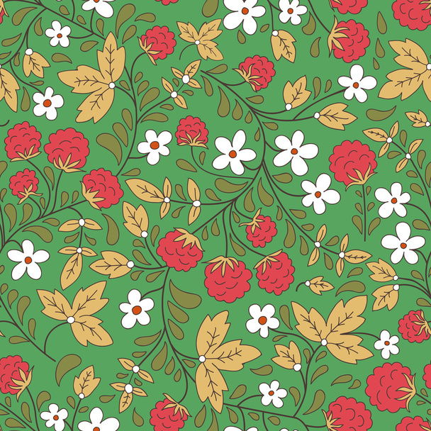Seamless raspberry pattern - Вектор,изображение