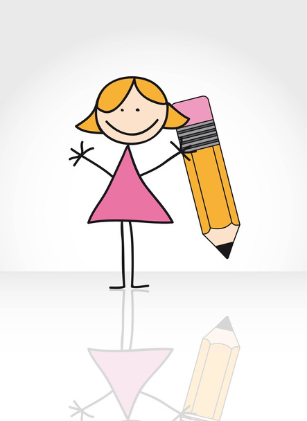 meisje met potlood tekenen - Vector, afbeelding