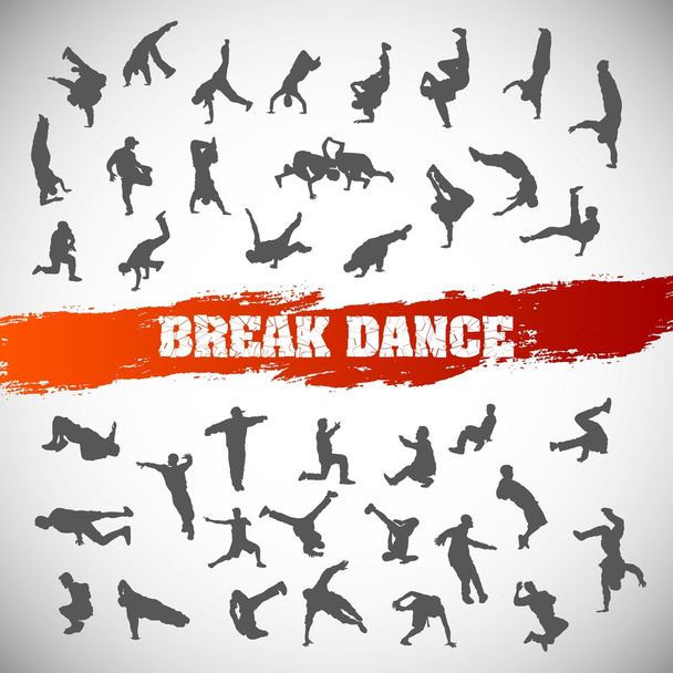 Conjunto de siluetas de break dance. Ilustración vectorial
. - Vector, Imagen